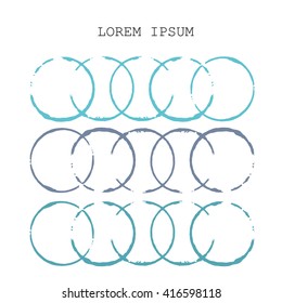 brush stroke in the form of a circle. Drawing created in ink sketch handmade technique. Isolated on white background, easy to use
