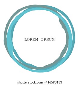 brush stroke in the form of a circle. Drawing created in ink sketch handmade technique. Isolated on white background, easy to use
