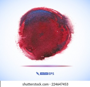 Brush stroke in the form of a circle with drop shadow. Drawing created in ink sketch handmade technique. Blank abstract textured round shape. Vector illustration design element 10 eps