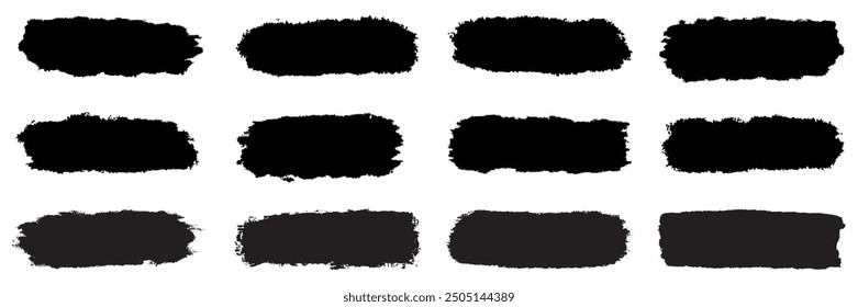 Brush stroke frame black ink stroke set