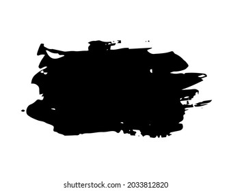Cadre de trait de brosse. Peindre une texture rugueuse. Effet grunge de bordure. Titre abstrait de la carte de visite noire isolé sur fond blanc. Banderole d'encre dessinée à la main pour texte. Boîte à rougir. Espace de détresse. Illustration vectorielle