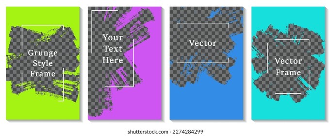 Brush stroke frame social media story post template set. Messy banner design vector collection. Text place transparent background. Social media story publication layouts.  Sale poster templates