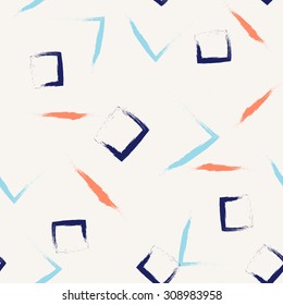 Brush stroke  geometric pattern . Fun stylish surface print  with white background .