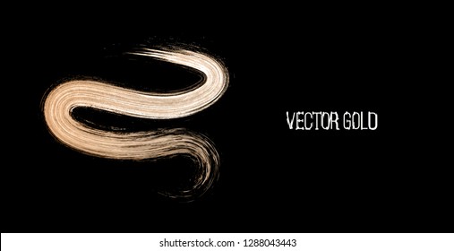Brush stroke gold in abstract style on golden background.