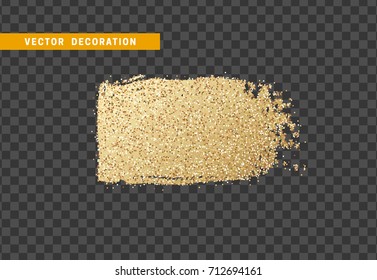 Brush stroke gold glitter. Isolated object with background with transparency effect. vector illustration