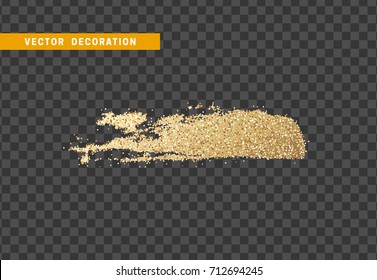 Brush stroke gold glitter. Isolated object with background with transparency effect