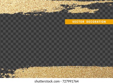 Brush stroke gold glitter. Isolated object with background with transparency effect. vector illustration