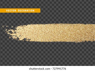 Brush stroke gold glitter. Isolated object with background with transparency effect. vector illustration