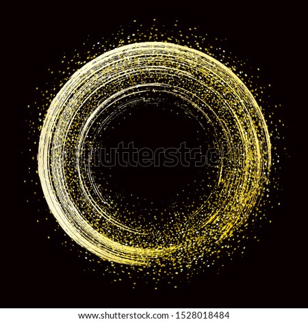 brush stroke golden round frame on black background