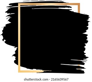 Traje de pincel en marco cuadrado dorado. Elemento oscuro decorativo