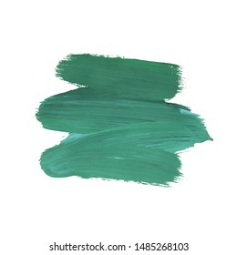 Brush Stroke. Green Acrylic Paint Stain. Stroke of the Paint Brush Isolated on White Background. Vector Illustration Space for Text.