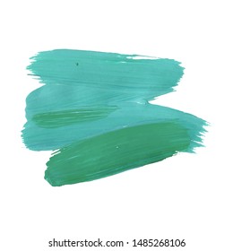 Brush Stroke. Green Acrylic Paint Stain. Stroke of the Paint Brush Isolated on White Background. Vector Illustration Space for Text.