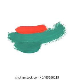Brush Stroke. Green Acrylic Paint Stain. Stroke of the Paint Brush Isolated on White Background. Vector Illustration Space for Text.
