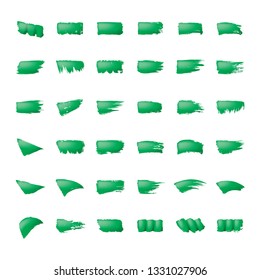 Brush stroke of green paint on white background.