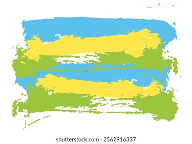 Brush stroke Green,Blue ,Yellow .Vector stock hand draw illustration isolated on white background