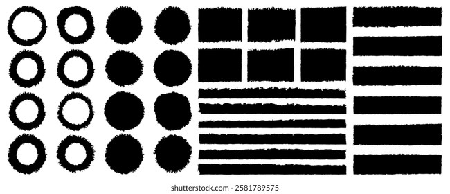  Brush stroke, grunge circle brush ink paint brush. Grunge design elements. Black ink brush strokes and banners. Grunge marker highlight underline. Vector- EPS 10. Grunge banner collection.