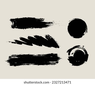 Brush stroke. Grunge texture. Hand drawn Round shape. Watercolor stroke circles. Line vector. 