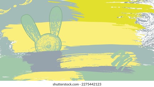 Pincel trazo mano dibujar fondo abstracto color boho amarillo y verde. Ilustración de material vectorial para presentación, invitación, primavera de medios sociales y diseño de verano. EPS10