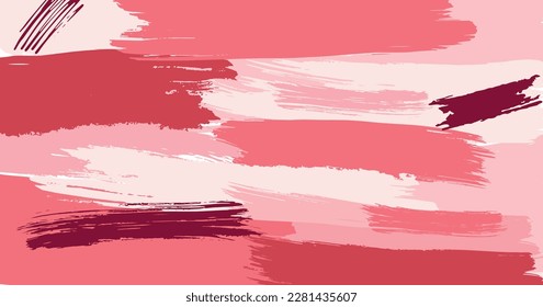 Pincel trazo mano dibujar fondo abstracto color rosa, rojo, marrón. Ilustración de material vectorial para presentación, invitación, primavera de medios sociales y diseño de verano. EPS10