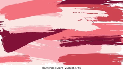 Pincel trazo mano dibujar fondo abstracto color rosa, rojo, marrón. Ilustración de material vectorial para presentación, invitación, primavera de medios sociales y diseño de verano. EPS10