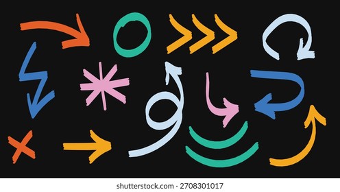 Flechas dibujadas a mano, líneas, Formas geométricas