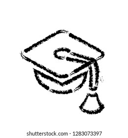 brush stroke hand drawn vector icon of college graduation cap