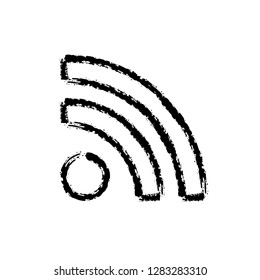 brush stroke hand drawn vector icon of wi-fi wireless network