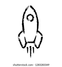 brush stroke hand drawn vector icon of rocket