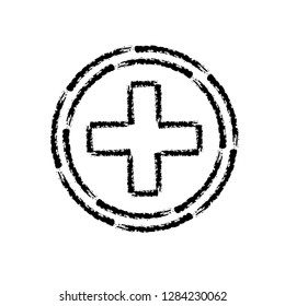 brush stroke hand drawn vector icon of medical cross