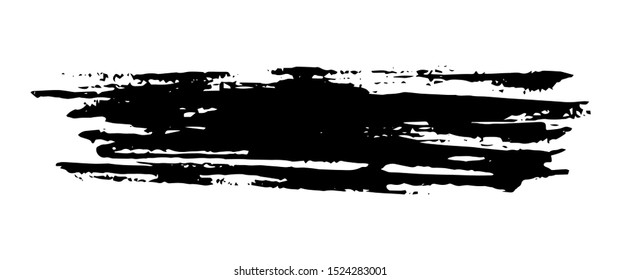 Brush stroke hand painted with black ink, isolated on white background. Vector illustration