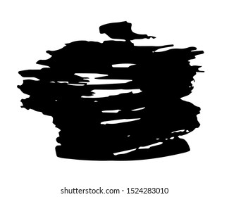 Brush stroke hand painted with black ink, isolated on white background. Vector illustration