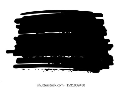 Brush stroke hand painted with black ink, isolated on white background. Vector illustration