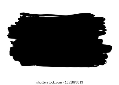 Brush stroke hand painted with black ink, isolated on white background. Vector illustration