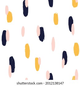 Brush stroke hand painted seamless pattern. Abstract background with round organic shapes. Fashion stylish texture.