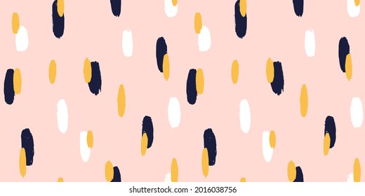 Brush stroke hand painted seamless pattern. Abstract background with round organic shapes. Fashion stylish texture.