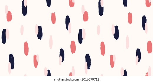 Brush stroke hand painted seamless pattern. Abstract background with round organic shapes. Fashion stylish texture.