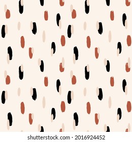 Brush stroke hand painted seamless pattern. Abstract background with round organic shapes. Fashion stylish texture.