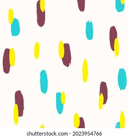 Brush stroke hand painted seamless pattern. Abstract background with round organic shapes. Fashion stylish texture.