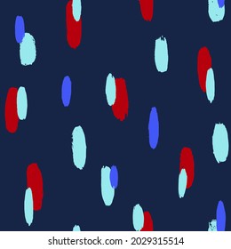 Brush stroke hand painted seamless pattern. Abstract background with round organic shapes. Fashion stylish texture.