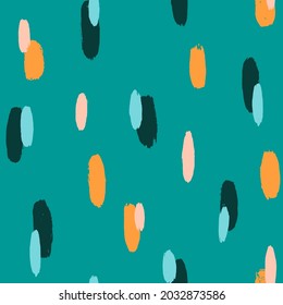 Brush stroke hand painted seamless pattern. Abstract background with round organic shapes. Fashion stylish texture.