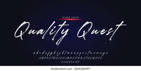 Brush stroke handwritten alphabet vector font design.