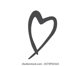 Brush stroke heart. Doodle love symbol. Isolated vector image for valentines day design