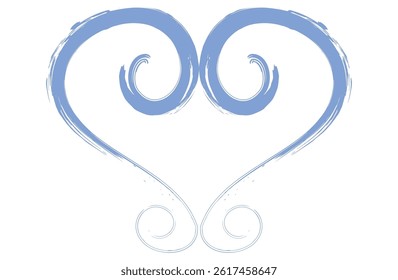 Brush Stroke Heart with Elegant Swirl Design

