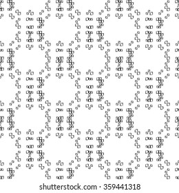 Brush stroke hole seamless vector pattern. Black and white abstract geometric brushed shapes background.