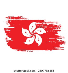 Brush Stroke Hong Kong Flag On White Background Vector Design.