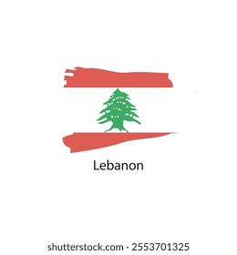 Brush stroke icon of Lebanon flag. Simple vector illustration.