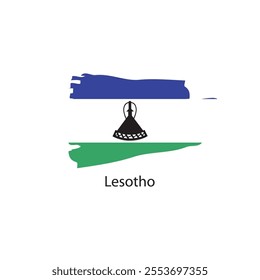 Brush stroke icon of Lesotho flag. Simple vector illustration.