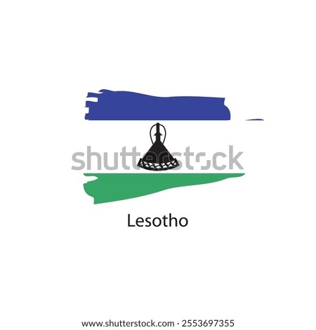 Brush stroke icon of Lesotho flag. Simple vector illustration.