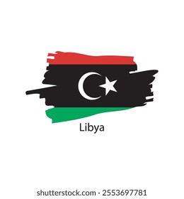 Brush stroke icon of Libya flag. Simple vector illustration.
