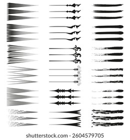 Brush stroke icons. Decorative black art. Modern graphic details. Vector artistic elements.